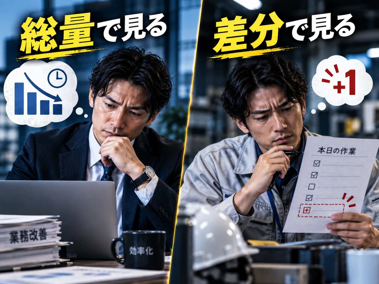 経営者は業務を総量で見る。現場の担当者は自分の動作の差分で見る